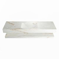MONDIAZ ALAN-DLUX 150cm planchet Frappe. Vrijhangende wastafel CLOUD midden 1 kraangat, kleur Frappe.