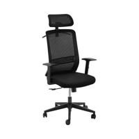 Bureaustoel - mesh rugleuning - hoofdsteun - 50 x 61 cm zitting - tot 150 kg - zwart