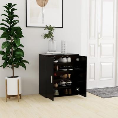 Schoenenkast 60x35x70 cm bewerkt hout zwart