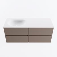 MONDIAZ VICA 120cm badmeubel onderkast Smoke 4 lades. Wastafel MOON links 1 kraangat, kleur Talc.