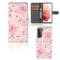 Samsung Galaxy S21 Hoesje Pink Flowers - thumbnail