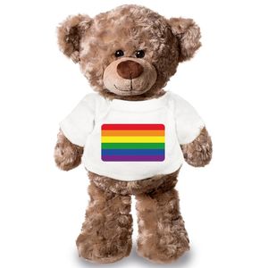 Knuffel teddybeer met Gaypride vlag t-shirt 43 cm