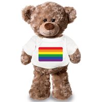 Knuffel teddybeer met Gaypride vlag t-shirt 43 cm