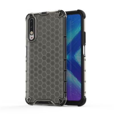 Voor Huawei Honor 9X honingraat schokbestendig PC + TPU beschermhoes (zwart)
