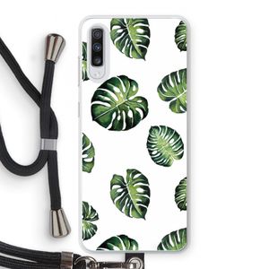 Tropische bladeren: Samsung Galaxy A70 Transparant Hoesje met koord
