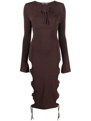 ANDREĀDAMO robe mi-longue à découpes - Marron
