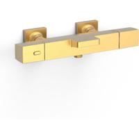 Badkraan Tres Overwall | Opbouw | Thermostaatkraan | 2-weg | 2-hendels | Vierkant | Goud mat 24k