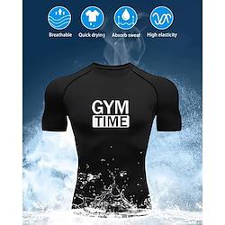 Voor heren Compressieshirt Atletisch shirt Lapwerk Korte mouw T-shirt Casual Sportkleding Ademend Sneldrogend Hoge rek Sportschooltraining Hardlopen Wandelen Sportkleding Sportkleding Zwart Lightinthebox