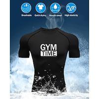 Voor heren Compressieshirt Atletisch shirt Lapwerk Korte mouw T-shirt Casual Sportkleding Ademend Sneldrogend Hoge rek Sportschooltraining Hardlopen Wandelen Sportkleding Sportkleding Zwart Lightinthebox