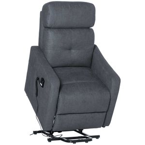 HOMCOM elektrische fauteuil TV fauteuil fauteuil met opstahulp Relax fauteuil met ligfunctie met afstandsbediening polyester stof grijs 71 x 94 x104