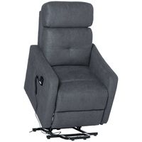 HOMCOM elektrische fauteuil TV fauteuil fauteuil met opstahulp Relax fauteuil met ligfunctie met afstandsbediening polyester stof grijs 71 x 94 x104 - thumbnail