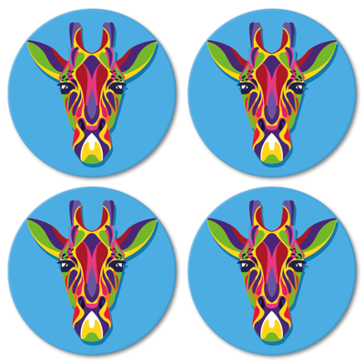 Moderne onderzetters Veelkleurige giraffe schilderij