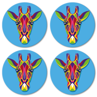Moderne onderzetters Veelkleurige giraffe schilderij