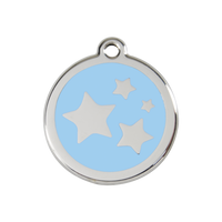 Star Light Blue roestvrijstalen hondenpenning medium/gemiddeld dia. 3 cm - RedDingo