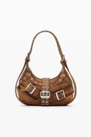 Middelgrote leren tas met gespen - MATERIAL FINISHES - U