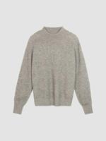 Cashmere mix ribgebreide trui met gehaakte details op de mouwen