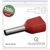 Quadrios 22C435 Dubbele adereindhulzen 1 mm² Deels geïsoleerd Rood 1 set(s) - thumbnail