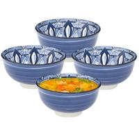 Soepkommen Tokyo style - blauw - 8x stuks - 12 x 6 cm - keramiek - soepkommetjes - schaaltjes