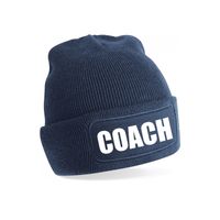 Coach muts voor volwassenen - navy - trainer/coach - wintermuts - beanie - one size - unisex - thumbnail