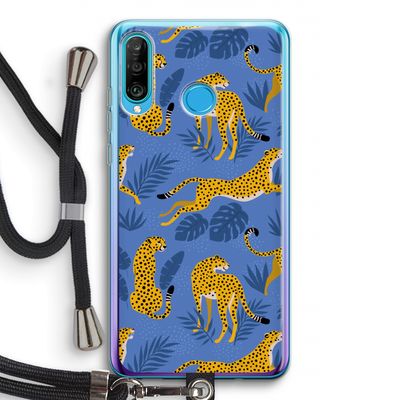 Luipaard: Huawei P30 Lite Transparant Hoesje met koord