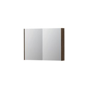 INK SPK2 Spiegelkast - 100x14x74cm - 2 deuren - dubbelzijdige Spiegel - schakelaar en stopcontact - MDF Fineer Chocolate 1105323