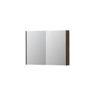 INK SPK2 Spiegelkast - 100x14x74cm - 2 deuren - dubbelzijdige Spiegel - schakelaar en stopcontact - MDF Fineer Chocolate 1105323