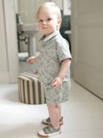Babyset overhemd short babyjongen saliegroen