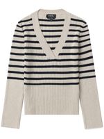 A.P.C. pull nervuré à rayures - Blanc