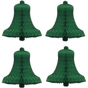 4x Decoratie kerst versiering kerstklokjes groen 16 cm