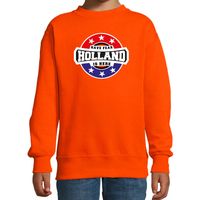 Have fear Holland is here / Holland supporter sweater oranje voor kids - thumbnail