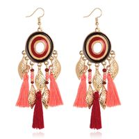 Statement Oorbellen met Ronde Hanger, Bedeltjes en Kwastjes - rood