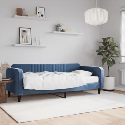 Slaapbank met matras 90x200 cm fluweel blauw
