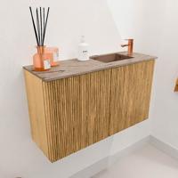 Toiletmeubel Mondiaz Joya Dlux | 70 cm | Meubelkleur Oak | Faye wastafel Arena Wasbak Rechts | 1 kraangat