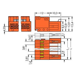 WAGO 734-340/034-000 Male behuizing (board) 734 Totaal aantal polen: 10 Rastermaat: 3.81 mm Inhoud: 50 stuk(s)