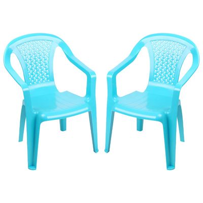 Sunnydays Kinderstoel - 4x - blauw - kunststof - buiten/binnen - L37 x B35 x H52 cm