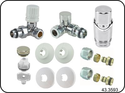 Wiesbaden luxe therm.rad.aansluitset haaks verkeerd links chroom