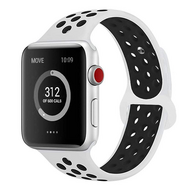 Sportbandje - Maat: M/L - Wit + Zwart - Geschikt voor Apple Watch 38mm / 40mm / 41mm - thumbnail