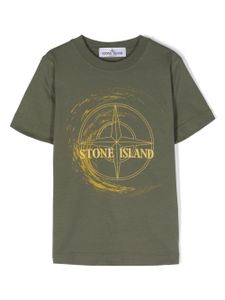 Stone Island Junior t-shirt en coton à patch logo - Vert