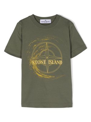 Stone Island Junior t-shirt en coton à patch logo - Vert