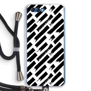 Zwarte vegen: Honor 10 Transparant Hoesje met koord