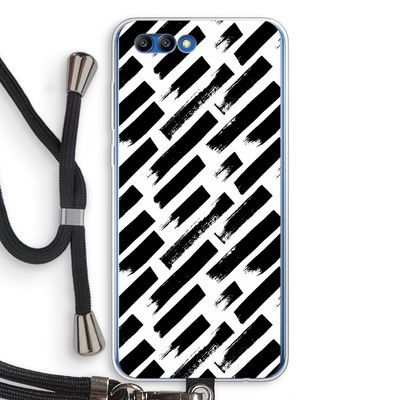 Zwarte vegen: Honor 10 Transparant Hoesje met koord