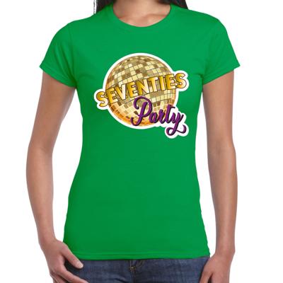 Disco T-shirt voor dames - groen - 70s party - disco bol - Jaren 70 - themafeest