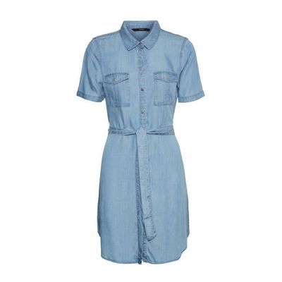 VERO MODA jurk VMSILJA met ceintuur blauw VERO MODA jurk VMSILJA met ceintuur blauw