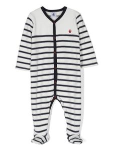 Petit Bateau pyjama en velours à rayures - Blanc