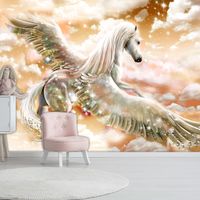 Zelfklevend fotobehang - Pegasus, het gevleugeld paard (Oranje), premium print - thumbnail