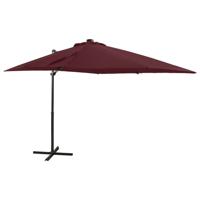 VidaXL Zweefparasol met paal en led-verlichting 250 cm bordeauxrood