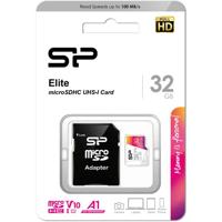 Silicon Power Elite Micro SDHC incl. SD Adapter 32GB UHS-1 U1 A1 V10 Class 10 Color