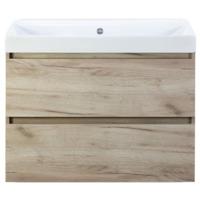 Maxx XL Badmeubelset 80 cm - Craft Oak - Wastafel Just Zonder Kraangat