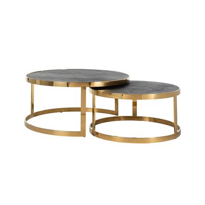 Richmond Salontafel 'Blackbone' Eiken en staal, kleur Zwart / Goud