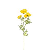 Kunstbloem Klaproos Poppy - H62 cm - geel - kunststof - stelen kunstbloemen - boeket - bloemetjes
